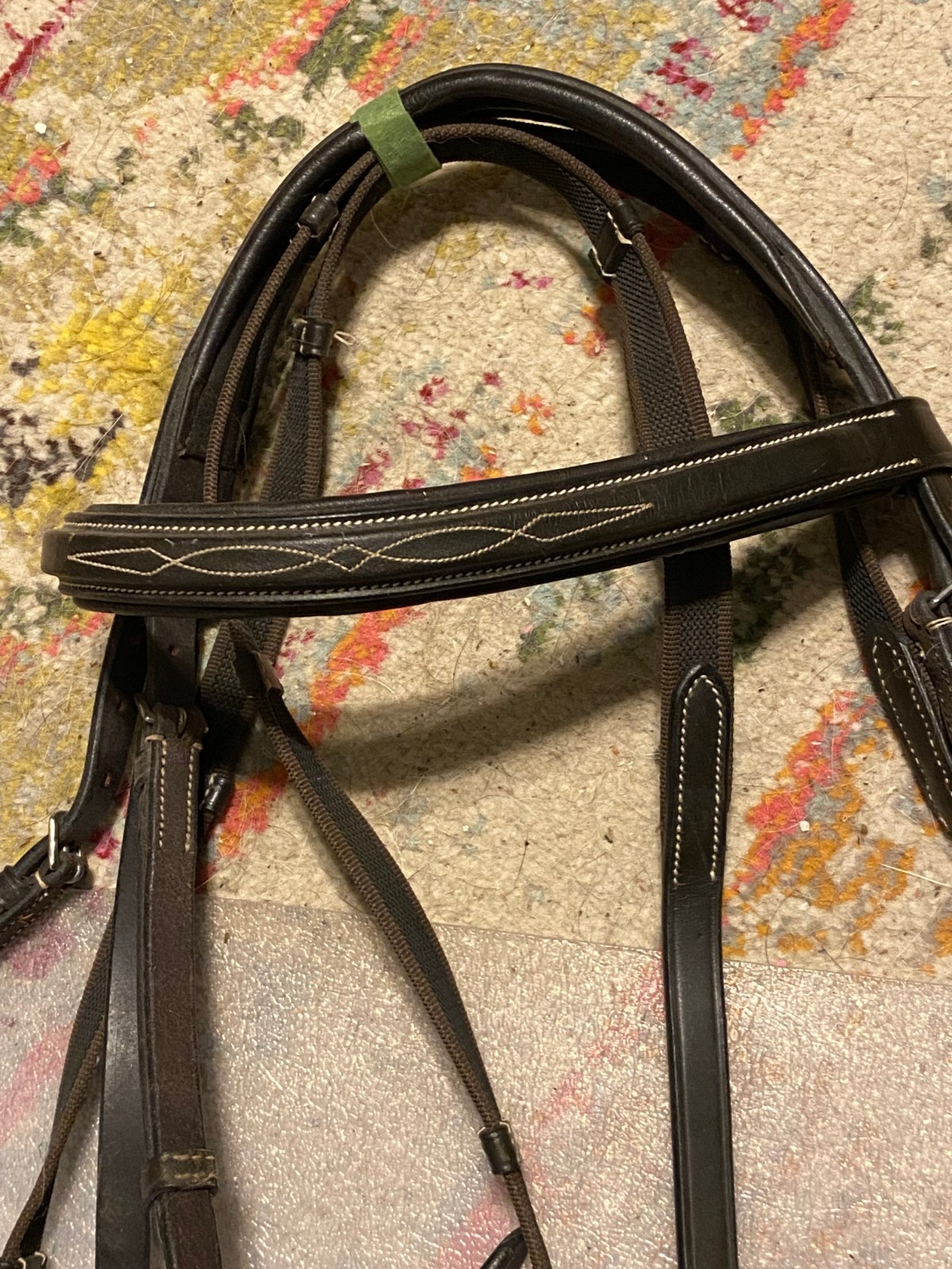 used english full size bridle padded fancy stitched soft free shipping