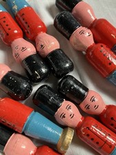 Vintage 1950s Set Of 9 Wooden Hand Painted Soldiers