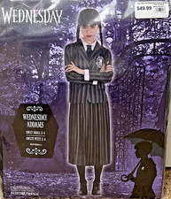 Wednesday Addams Adult Small 2-4 Costume Halloween Dress Blazer Women's Kids NEW