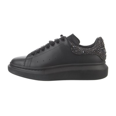 MCQUEEN Crystal-embellished leather exaggerated-sole Black