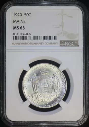 1920 P Maine Commemorative Silver Half Dollar NGC MS63 Choice BU