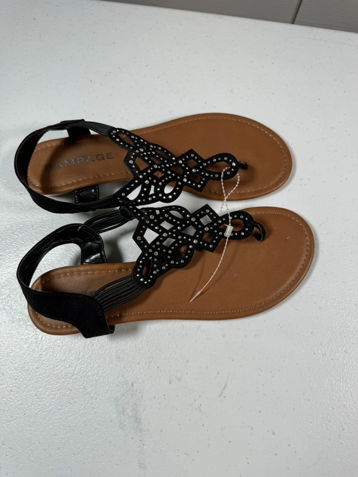 Женские сандалии Rampage Padine туфли черные с серебряными заклепками размер 8/5 - Изображение 4 из 4