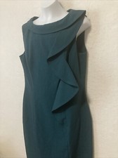 Calvin Klein Women Green Asymmetric Rear Zip Knee Length Sleeveless Dress Size 8
