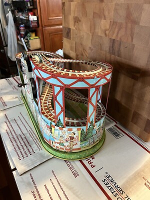 Retro Roller Coaster Wind-Up Tin Litho Toy, 1964 Vintage J