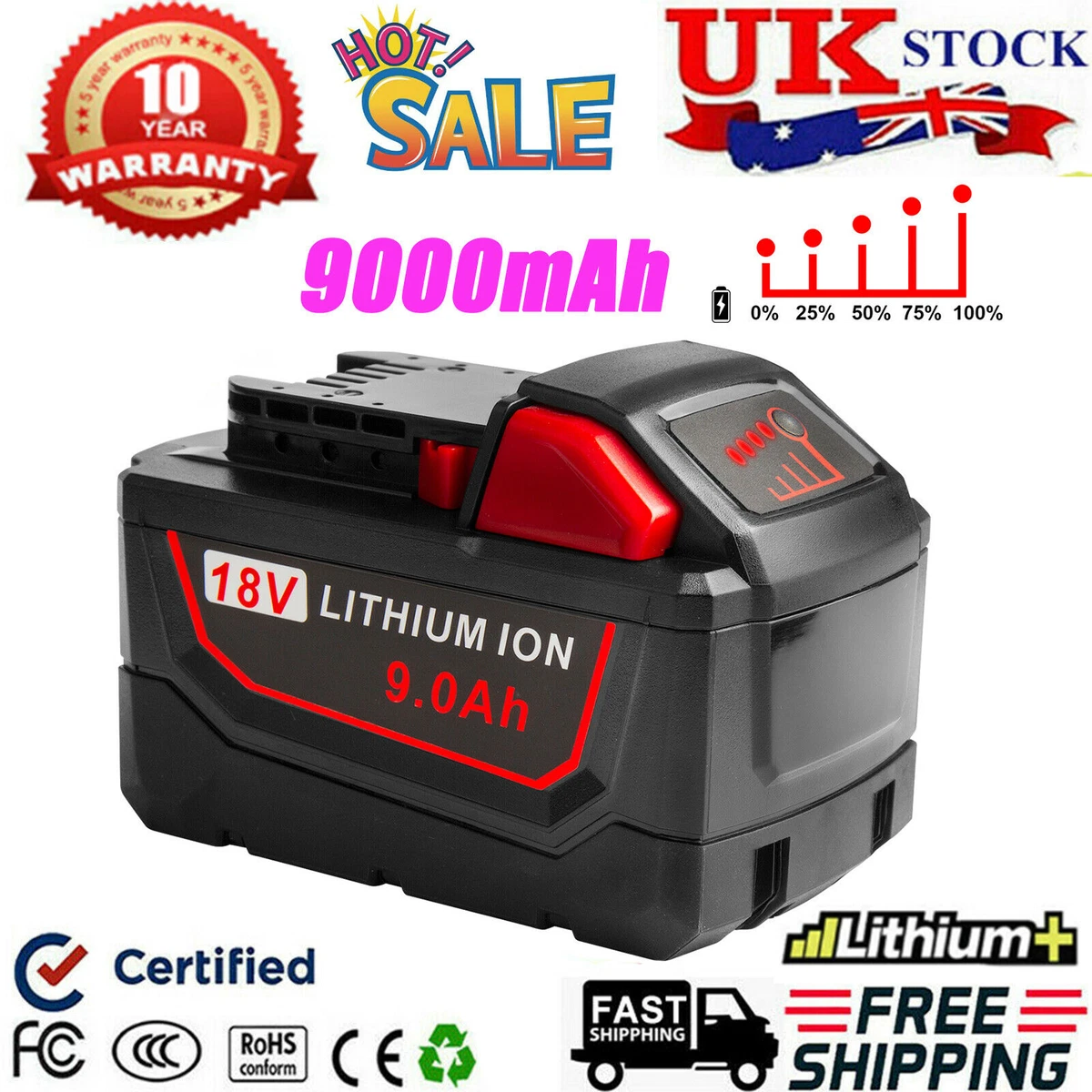 M18 9.0 battery outlet
