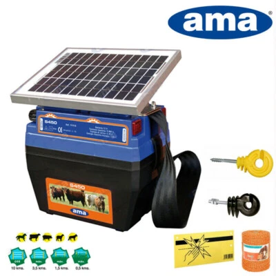KIT ELEKTROZAUN MIT SOLARLADUNG ELEKTRIFIZIERER AMA + KABEL + ISOLATOREN