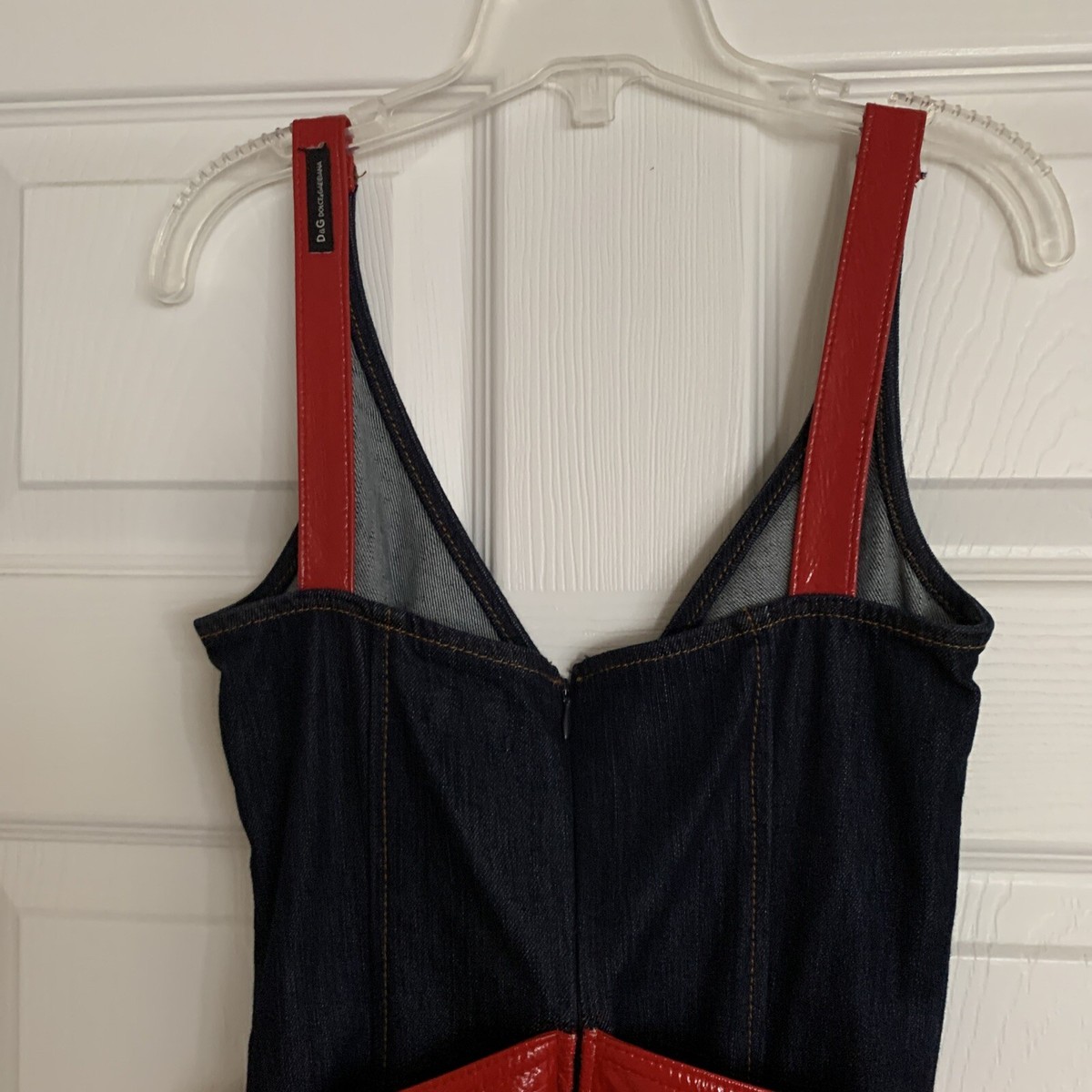 Rare Vintage Dolce & Gabbana D&G Blue Denim With Red Accents Dress 38/XS