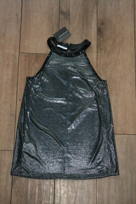 NEW&TAGS PROMOD grey shimmer halter top SIZE S 8 sequin party going out evening