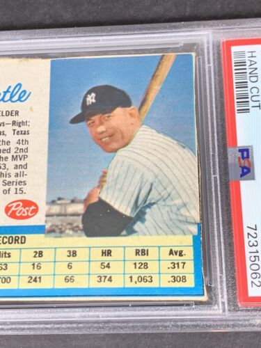 1962 Mickey Mantle Post Cereal # 5 cortado a mano PSA auténtico - Imagen 2 de 5