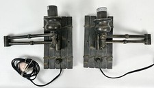 Vintage Metal Folding Light Sconces (2) Faux Bamboo Look 