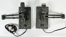 Vintage Metal Folding Light Sconces (2) Faux Bamboo Look 