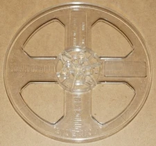 VINTAGE SOUNDCRAFT EMPTY CLEAR PLASTIC TAKE UP REEL SMALL HUB 7" x 1/4" WITH BOX