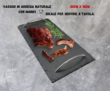 Vassoio In Ardesia  pietra Naturale  con manici piatto per servire  aperitivo