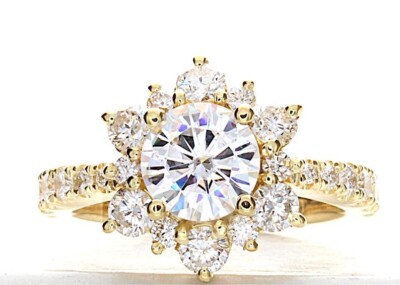 1.50 Ct Round Cut Lab Created Diamond Engagement Wedding Ring 14K Yellow Gold B