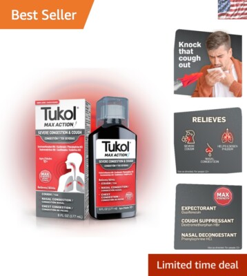 Max Action Severe Cold & Cough Syrup - Effective Non-Drowsy Formula for Adults