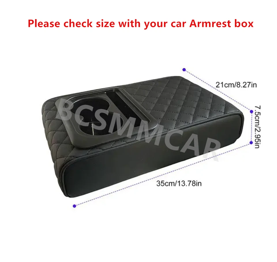 Funda de cojín para reposabrazos de automóvil Consola central Caja Almohadilla Alfombrilla con soporte para taza  Foto 2 de 4