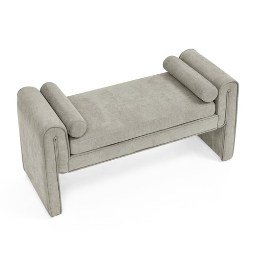 50" Modern Bedroom linen fabric stool for bed end living room entrance Gray