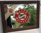 VINTAGE 1984 Blitz Weinhard 23” Glass Beer Bar Mirror Sign 50th Anniversary RARE