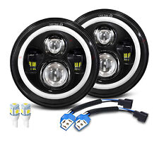 1 Pair 7 inch Round LED Headlight Halo Hi/Lo Beam for Classic Mini Austin Rover