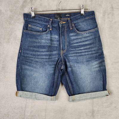 Mens H&M Blue Denim Shorts Slim Fit Mid Rise Size 30