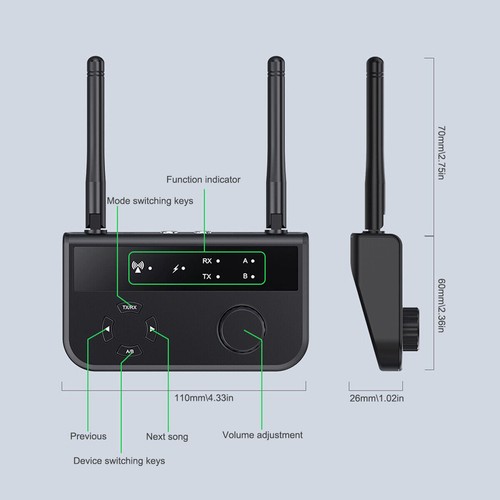 Long Range Bluetooth 5.3 Transmitter Receiver Audio Adapter for TV Home Stereos - Picture 11 of 13