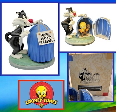 Looney Tunes Sylvester & Tweety Bird Hinged Figurine Warner Bros Bird cage w Box