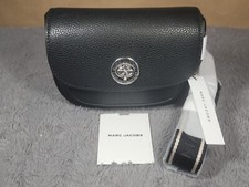 Marc Jacobs The Turn Lock, Logo, Leather Mini Crossbody Bag, Black - NEW