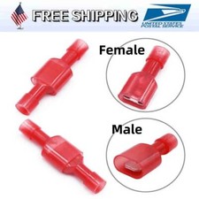 Red Spade Nylon Female/Male Insulated Crimp Connectors Terminal 22-16 AWG