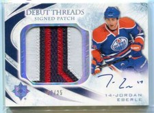 2010-11 Ultimate Debut Threads Autographs Jordan Eberle Rookie Patch Auto 2/25