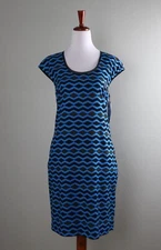 W BY WORTH NWT $298 Diamond Zig Zag Striped Lined 100% Silk Shift Dress Size 2