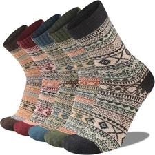 Mens Women Crew Wool Merino Warm Thermal Thick Design Heavy Boots Socks 5 Pairs