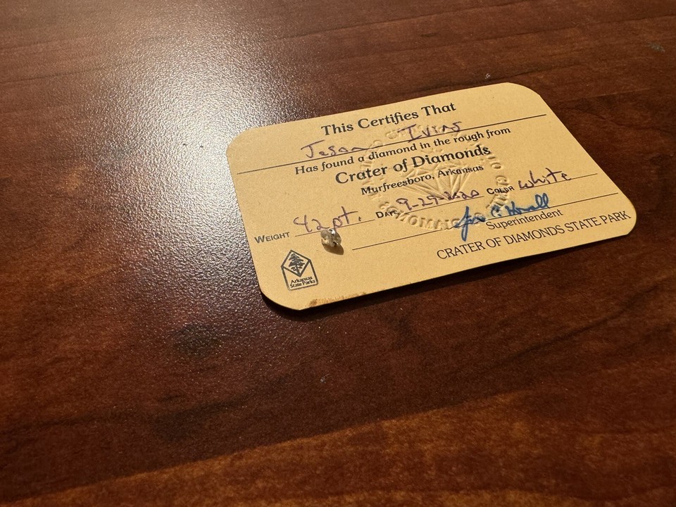 .42 Point WHITE Uncut Arkansas Diamond, Stone, Rock, Crater of Diamonds