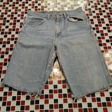 Vtg 80's Wrangler DISTRESSED Jean CUT OFF Shorts Blue USA T: 33x30 M: 30x11