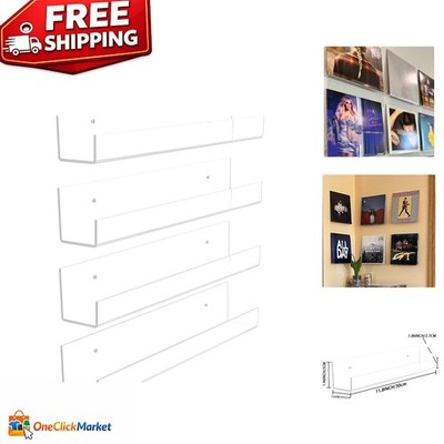 Elegant 4 Pack Acrylic Floating Shelves - 12  Wall-Mounted Display for All Rooms