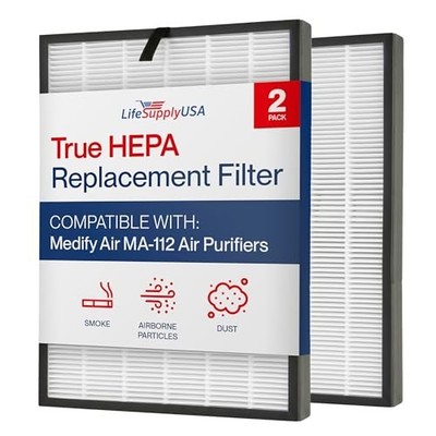 4-Pack H13 True HEPA Replacement Filter for Medify Air MA-112 Air Purifier