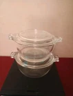 2 Vintage Pyrex 10 oz Glass Casserole Dish #018 Bowls 680-C Lids 4-piece Set
