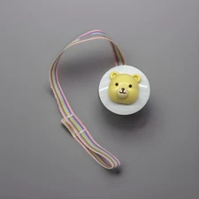 Vintage 3D Bear Pastel Rainbow Ribbon Pacifier holder clip strap binky leash
