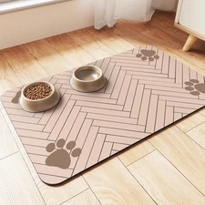 Pet Feeding Mat-Absorbent Pet Placemat for Food and Water Bowl, with Waterproof 