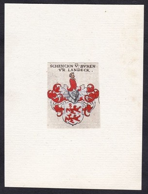 Schenckn Büren Landeck Schenk Wappen coat of arms Heraldik Kupferstich 17. Jh.