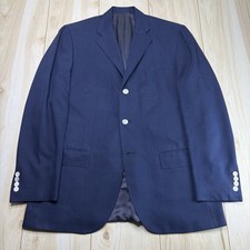 Polo By Ralph Lauren 100 Silk Navy Blue Blazer Mens 42R Italy Made MOP Buttons
