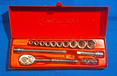 #ad 1978 Snap On 114 TMP B 1 4quot; dr 6pt SAE 14pc socket set in KRA 229 w Ratchet More $199.95