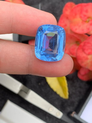 Certified 20.75 Ct Blue Aquamarine Natural Gemstone Cushion Cut Loose Gemstone