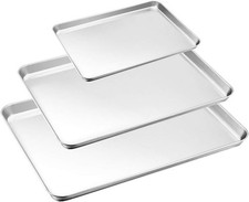 HaWare Baking Tray Set of 3, 18/0 Stainless Steel Baking Pans, Toaster Oven Tra
