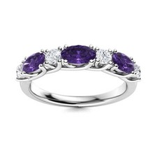 Crown Chakra Amethyst Stone Mother Eternity Ethnic Ring Jewelry 925 Silver