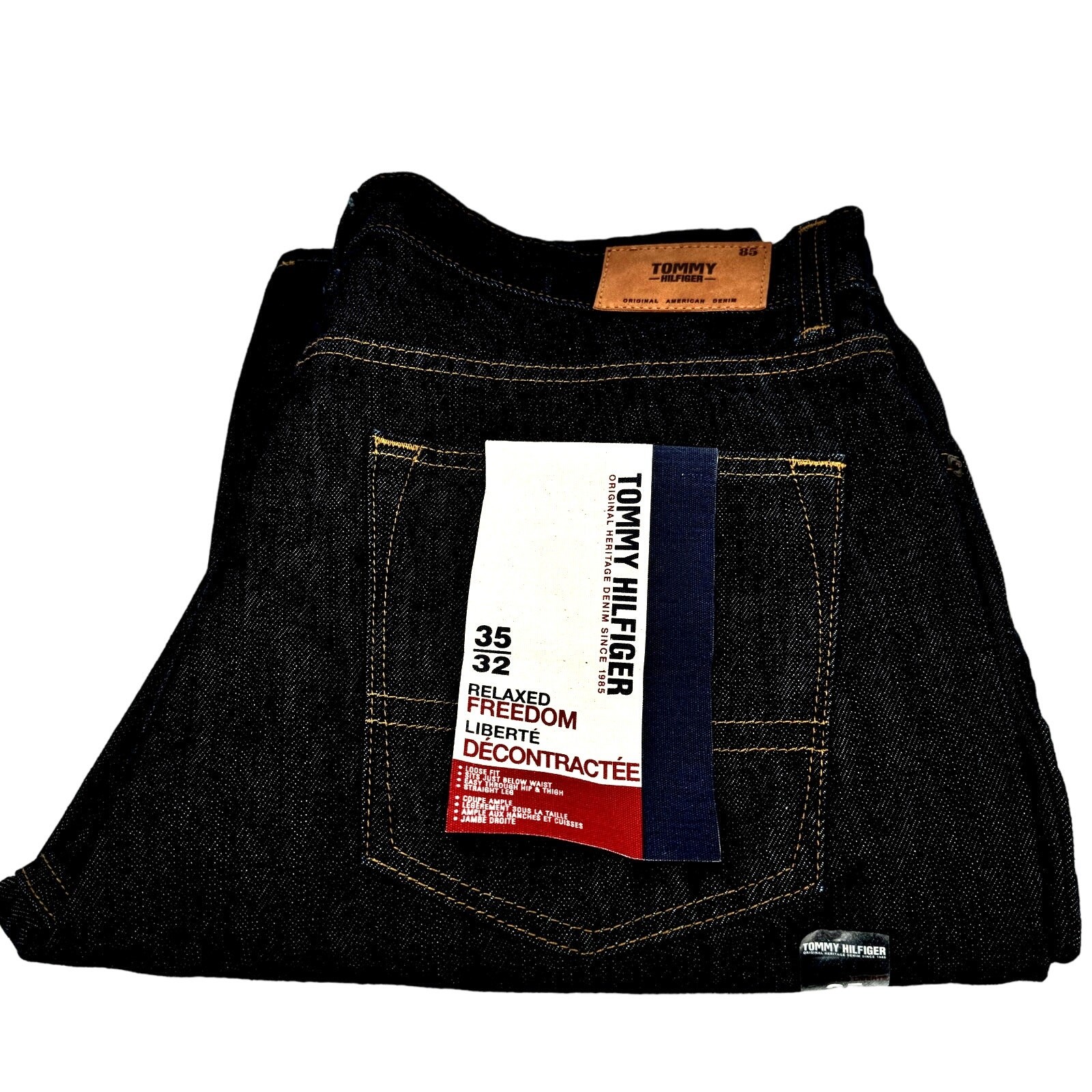 Tommy Hilfiger Mens Relaxed Freedom Jeans 35x32 Dark Blue New 37x32 Actual