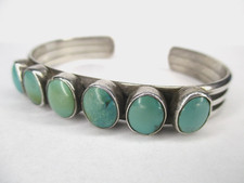 Vtg Navajo Sterling Silver & Turquoise Cuff Bracelet,Native American,Southwest