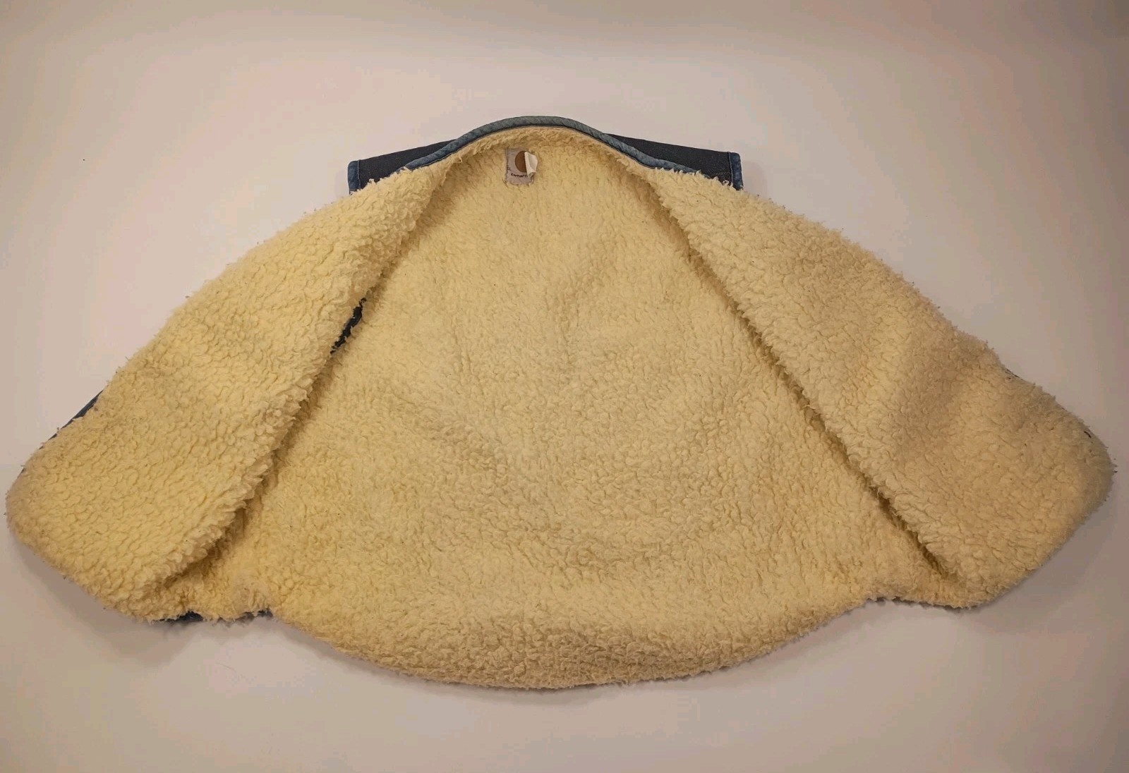 Vintage Carhartt Denim Boa Lined Snap Pocket Vest Men's Size XL Made  In USA thumbnail 2