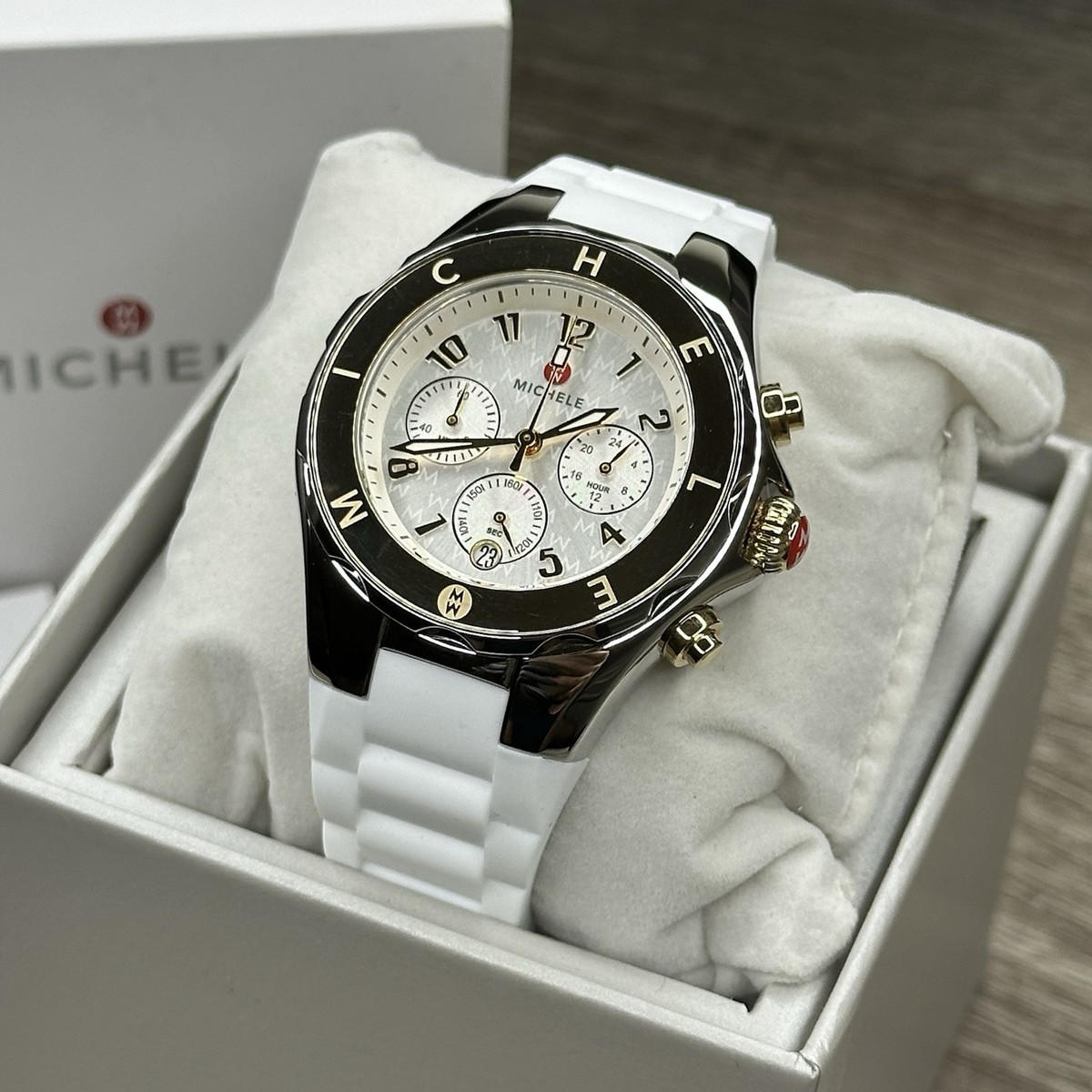 NEW✓ Michele Tahitian Jelly Bean White Silicone Women's Watch