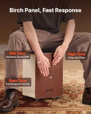 Cajon Box Drum Wooden Birchwood Compact Percussion Instrument with Snare Wires