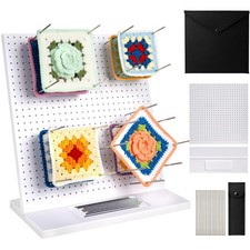 13" Crochet Blocking Board with 20 Pins/Pegs, Granny Square Blocking Boards f...